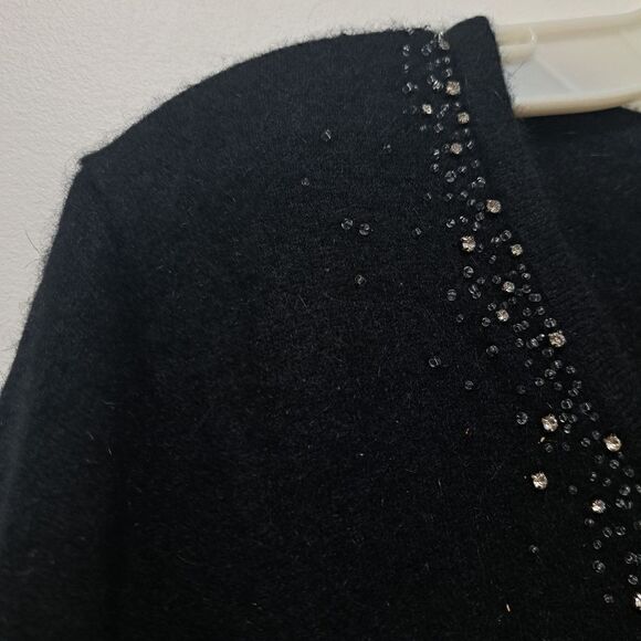 Avalin Angora Rhinestones Embellished Y2K Cardigan Gothic Sweater Large Black - Picture 9 of 15